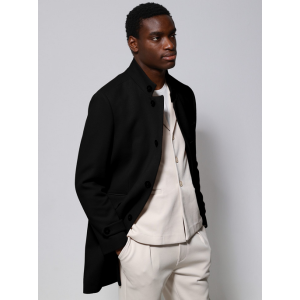 Life Style Butiken Ανδρικό Παλτό με ψηλό μάο γιακά LS12604 Black